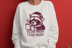 Silent Night Yeah Right SVG, Funny Tired Raccoon Christmas Product Image 2