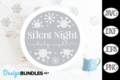Silent Night Holy Night Round Sign SVG | Christmas SVG Product Image 1