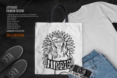 Boho girl joyful smile hippie style logo illustrations Product Image 2