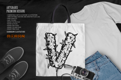 Weed Bud Inspired V Letter Outline Monochrome Style Product Image 4