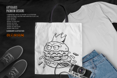 Furious Cartoon Burger Wearing a Crown Monochrome Product Image 5