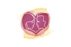 Silhouette couple in love symbol watercolor Product Image 1