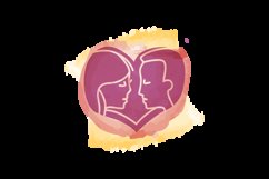 Silhouette couple in love symbol watercolor Product Image 2