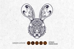 Silhouette floral head bunny vintage ornament svg Product Image 1