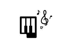 Silhouette music instrument with notes clipart Product Image 1