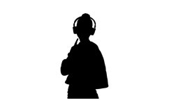 Silhouette of a girl listening to songs on headphone vector Product Image 1