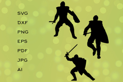 Silhouette of Medieval Knight with Sword and Shield Product Image 1