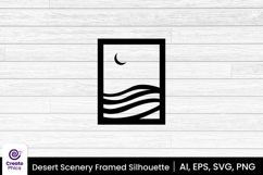 silhouette-printable-vector illustration-sublimation-desert-scenery-framed-nature-black
