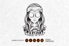 Alien head hippie lettering word bohemian flower power Product Image 4