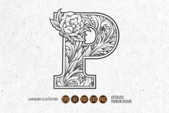 Ornamental flourishes classic flair p capital lettering Product Image 2