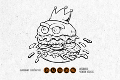 Furious Cartoon Burger Wearing a Crown Monochrome Product Image 1