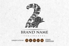 Elegant monogram lettering number 2 royalty floral ornament Product Image 3