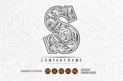 Graceful blossoms elegantly etched monogram letter s outline Product Image 3