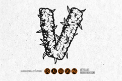 Weed Bud Inspired V Letter Outline Monochrome Style Product Image 5