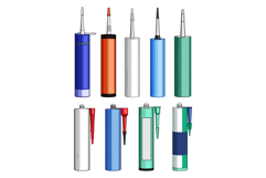 Assortment of colorful construction sealant tubes for home r Product Image 1