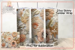 Silky 3D Embroidered Flowers - Tumbler Wrap PNG Product Image 1