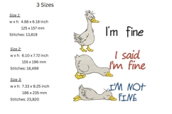 I'm Fine Embroidery Design - Silly Goose Pattern Product Image 2