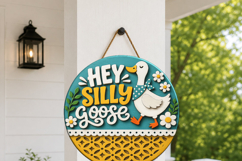 Silly Goose Door Hanger SVG | Laser Cut Goose Porch Sign Product Image 3