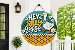 Silly Goose Door Hanger SVG | Laser Cut Goose Porch Sign Product Image 5