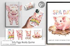 Silly Piggy Muddy Quotes Digital Paper Product Image 1