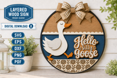 Hello Silly Goose SVG | Goose Door Sign Laser Cut File Product Image 1