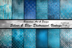 Silver &amp; Blue Distressed Vintage Patterns Product Image 1
