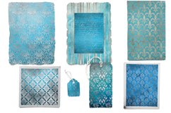 Silver &amp; Blue Distressed Vintage Patterns Product Image 2