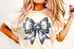 Silver Glitter Coquette Bow PNG, Coquette Bow PNG, Ribbon Product Image 3