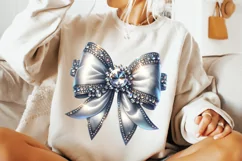 Silver Glitter Coquette Bow PNG, Coquette Bow PNG, Ribbon Product Image 1