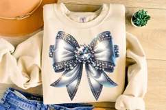Silver Glitter Coquette Bow PNG, Coquette Bow PNG, Ribbon Product Image 2