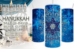 Silver Glitter Snowflake Tumbler, Star of David 20oz Tumbler Product Image 1