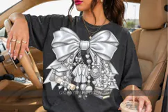 Silver Graduation Bow PNG with Cap & Diploma Charms, Senior Product Image 2