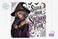 Silver Hair Spellbound Flair Witch PNG Sublimation Design Product Image 1