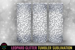 Silver Leopard Glitter Tumbler Sublimation I 20 Oz Tumbler Wrap PNG