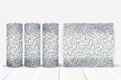 Silver Leopard Glitter Tumbler Sublimation I 20 Oz Tumbler Wrap PNG