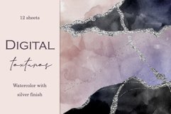 Silver &amp; Watercolor Digital Paper Pack - JPG Product Image 2