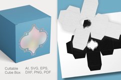 Simple Arabesque Window Cuttable Cube Gift Box SVG Template