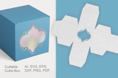 Simple Arabesque Window Cuttable Cube Gift Box SVG Template