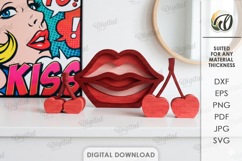 3D Simple Stand Decor Laser Cut. Home Decor. Lips SVG Product Image 1