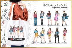 Watercolor fashion illustrations for print on demand shown on tote bag
