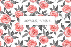 Simple Watercolor Red Roses Seamless Pattern Product Image 2