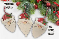 Simple Santa Face Trio Laser Ornament SVG Product Image 1