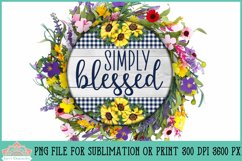 Simply Blessed Plaid Floral Round Farmhouse Sublimation
