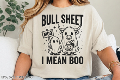 Funny Halloween Fall Highland Cow Ghost SVG, Bullsheet Moo Product Image 1