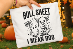 Funny Halloween Fall Highland Cow Ghost SVG, Bullsheet Moo Product Image 2