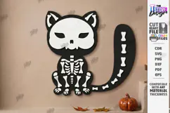 Wooden Halloween Skeleton Cat Laser Cut | Black Cat Skeleton Product Image 1