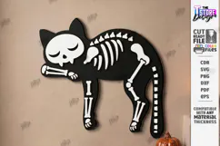Wooden Halloween Skeleton Cat Laser Cut | Black Cat Skeleton Product Image 1