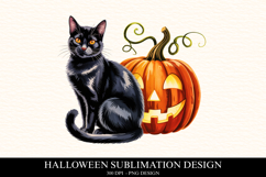 Halloween Cat &amp; Pumpkin Clipart PNG | Spooky Season Png Product Image 1