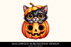 Halloween Pumpkin Cat Clipart PNG | Spooky Season Png Product Image 1
