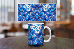 Mug Wrap Sublimation - blue floral butterfly Product Image 1